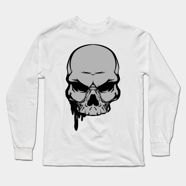 Grumpy Skull Long Sleeve T-Shirt by viSionDesign